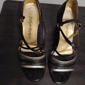 YSL Yves Saint Laurent Black 3" Heel Strappy Shoes